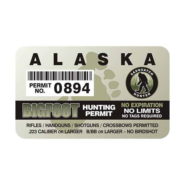 Alaska Bigfoot Hunting Permit Sticker