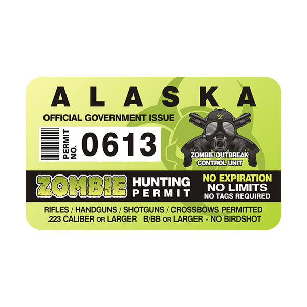 Alaska Zombie Hunting Permit Sticker