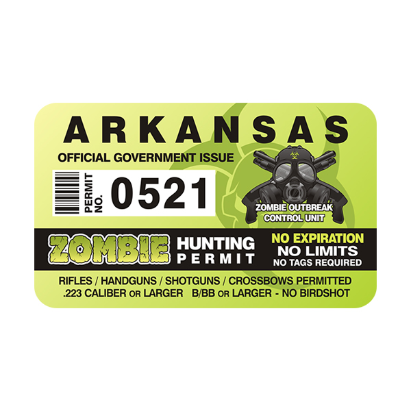 Arkansas Zombie Hunting Permit Sticker