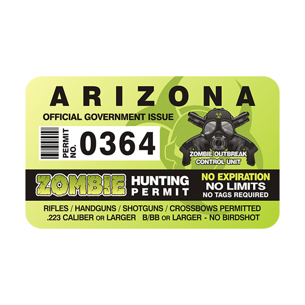Arizona Zombie Hunting Permit Sticker