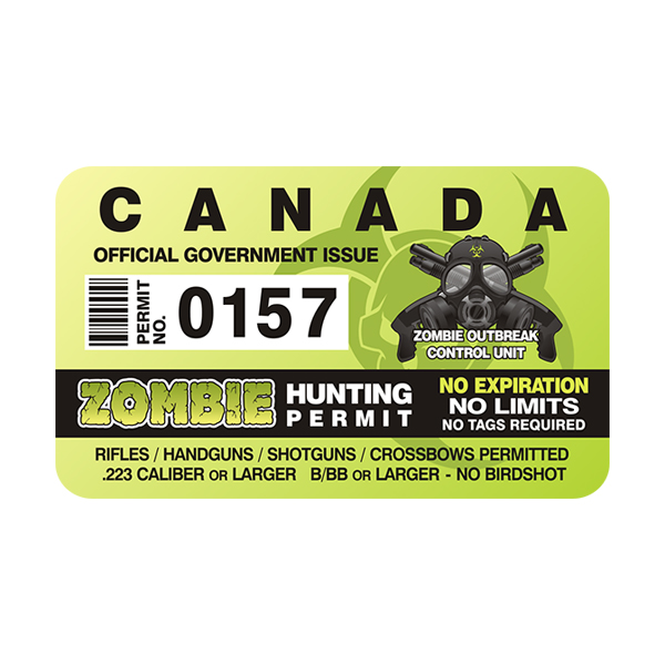 Canada Zombie Hunting Permit Sticker