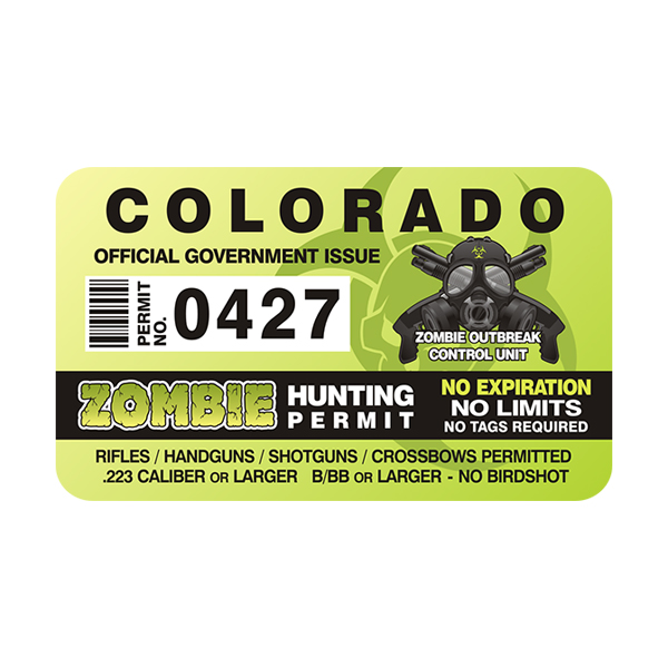 Colorado Zombie Hunting Permit Sticker