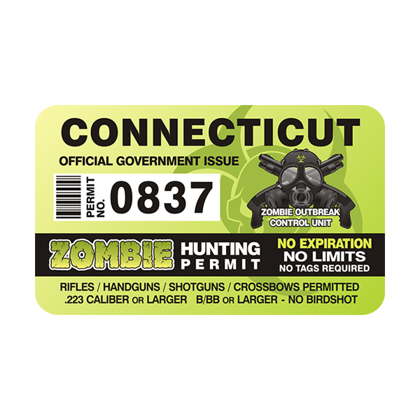 Connecticut Zombie Hunting Permit Sticker