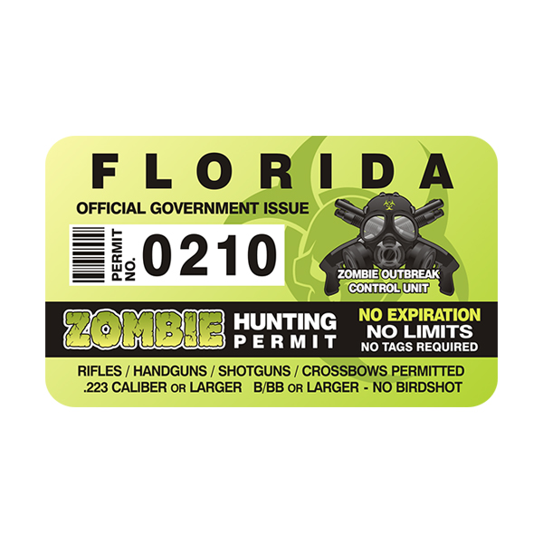 Florida Zombie Hunting Permit Sticker