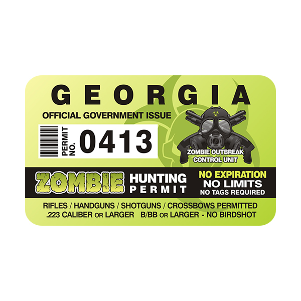 Georgia Zombie Hunting Permit Sticker