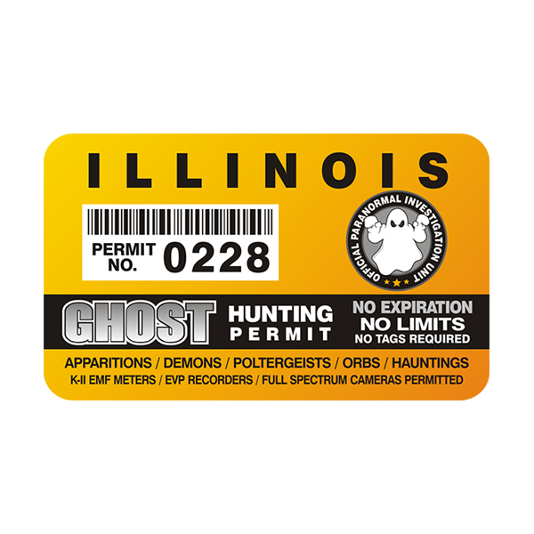 Illinois Ghost Hunting Permit  Sticker Decal Rotten Remains