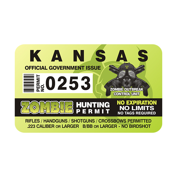 Kansas Zombie Hunting Permit Sticker