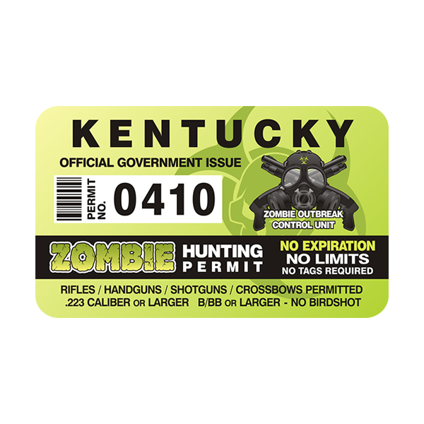 Kentucky Zombie Hunting Permit Sticker