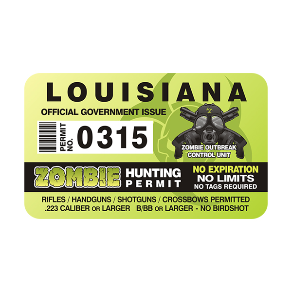 Louisiana Zombie Hunting Permit Sticker