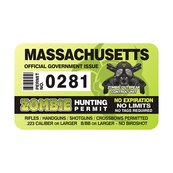 Massachusetts Zombie Hunting Permit Sticker