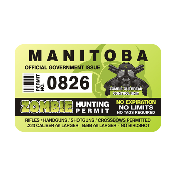 Manitoba Zombie Hunting Permit Sticker
