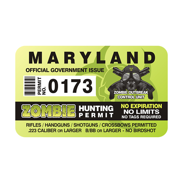 Maryland Zombie Hunting Permit Sticker