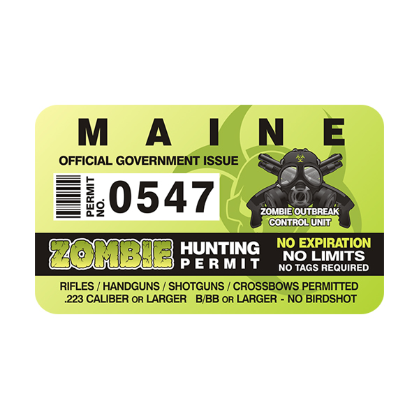 Maine Zombie Hunting Permit Sticker