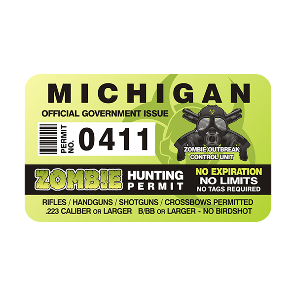 Michigan Zombie Hunting Permit Sticker