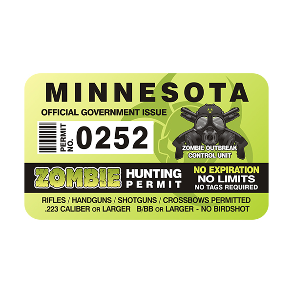 Minnesota Zombie Hunting Permit Sticker