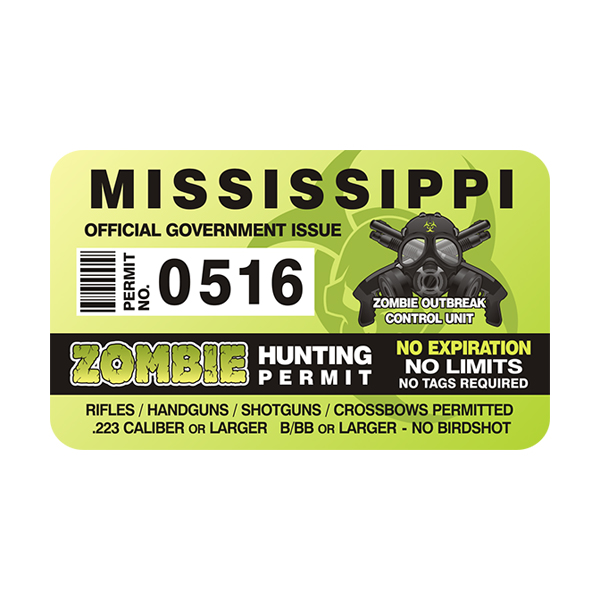 Mississippi Zombie Hunting Permit Sticker