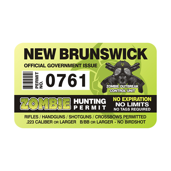 New Brunswick Zombie Hunting Permit Sticker