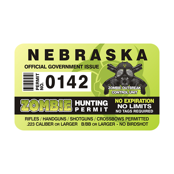 Nebraska Zombie Hunting Permit Sticker