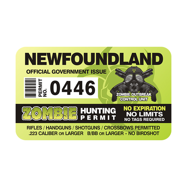 Newfoundland Zombie Hunting Permit Sticker