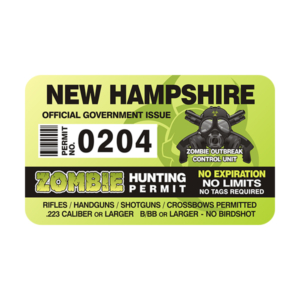 New Hampshire Zombie Hunting Permit Sticker