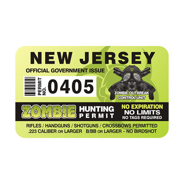New Jersey Zombie Hunting Permit Sticker