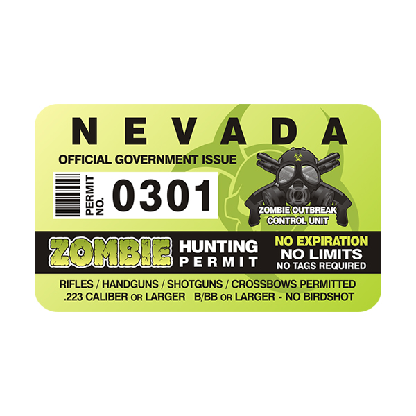 Nevada Zombie Hunting Permit Sticker