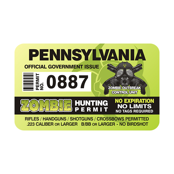 Pennsylvania Zombie Hunting Permit Sticker
