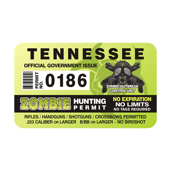 Tennessee Zombie Hunting Permit Sticker