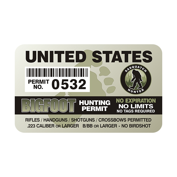 United States Bigfoot Hunting Permit Sticker