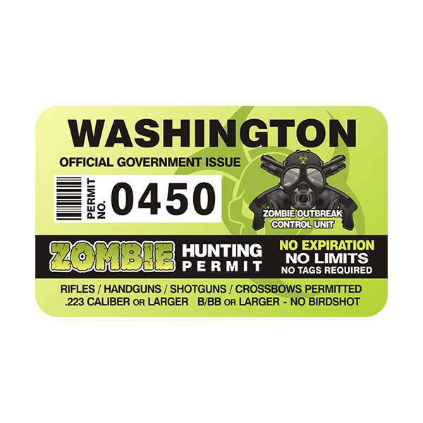 Washington Zombie Hunting Permit Sticker