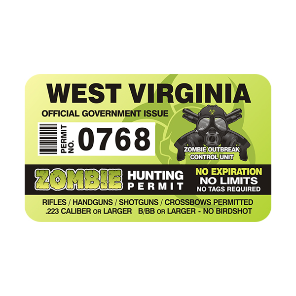 West Virginia Zombie Hunting Permit Sticker