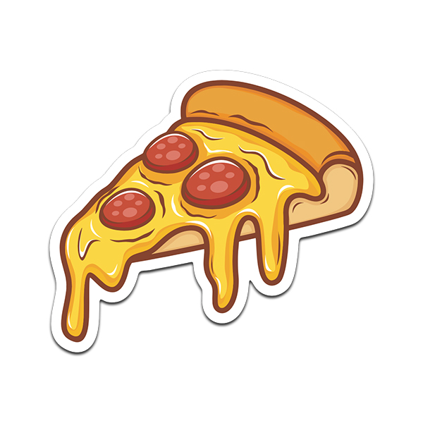 Cheesy Pepperoni Pizza Slice Sticker Decal Melted Cheese Laptop Rotten Remains