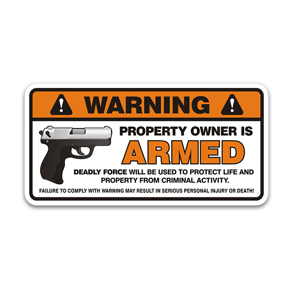 3 Pack WARNING Owner Armed Security Sticker Gun Firearm Decal Vinyl Window FS055 