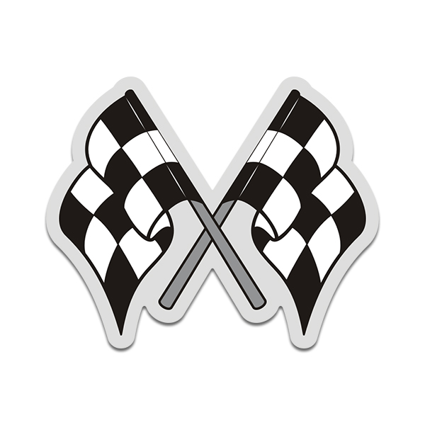 Checkered Racing Crossed Flags Sticker Decal Street Drag Stock Car Track Dragster Rotten Remains