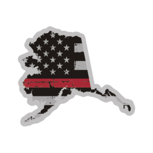 Alaska State Thin Red Line Decal AK Tattered American Flag Sticker Rotten Remains