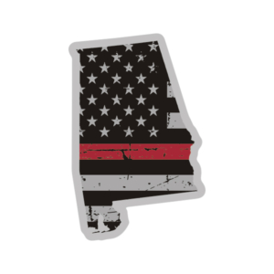 Alabama State Thin Red Line Decal AL Tattered American Flag Sticker Rotten Remains