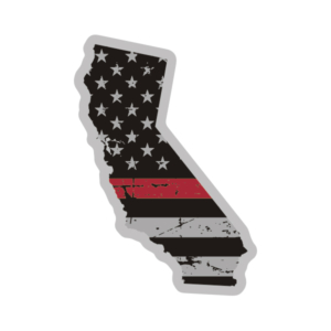 California State Red Line Decal CA Tattered American Flag Sticker Rotten Remains