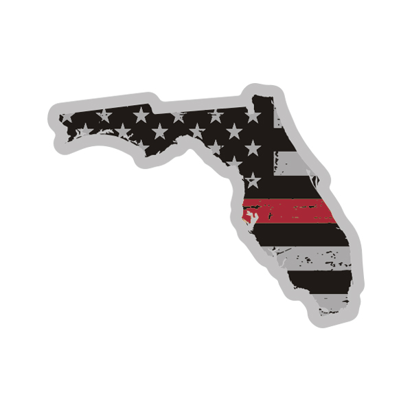 Florida State Thin Red Line Decal FL Tattered American Flag Sticker Rotten Remains