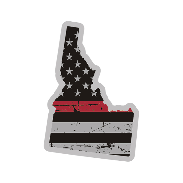 Idaho State Thin Red Line Decal ID Tattered American Flag Sticker Rotten Remains