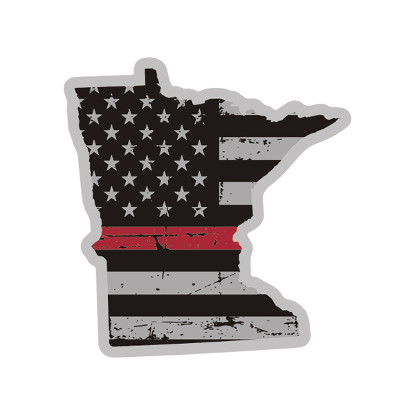Minnesota State Thin Red Line Decal MN Tattered American Flag Sticker Rotten Remains