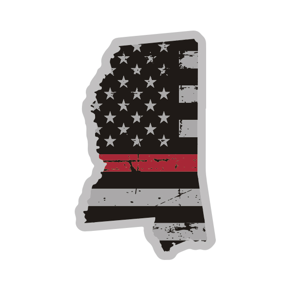 Mississippi State Red Line Decal MS Tattered American Flag Sticker Rotten Remains