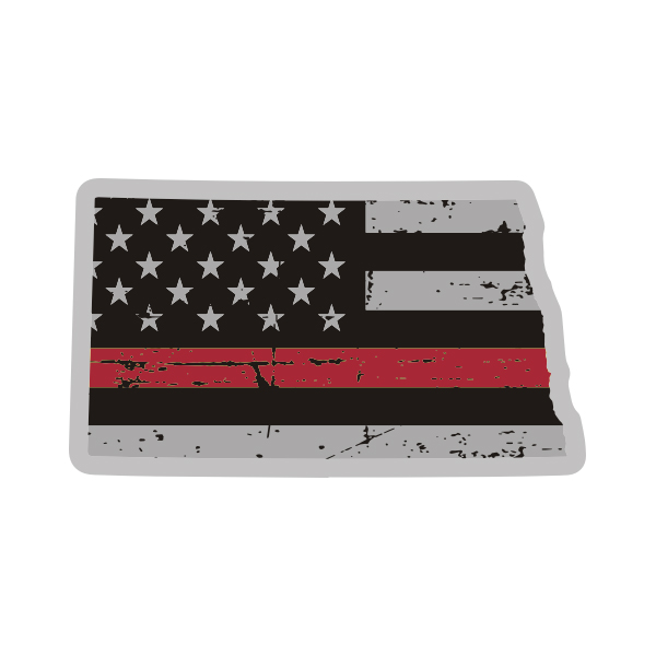 North Dakota State Red Line Decal ND Tattered American Flag Sticker Rotten Remains