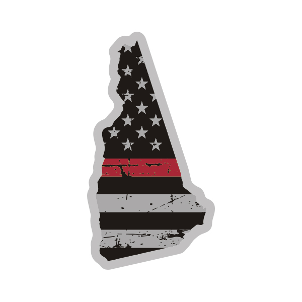 New Hampshire State Red Line Decal NH Tattered American Flag Sticker Rotten Remains