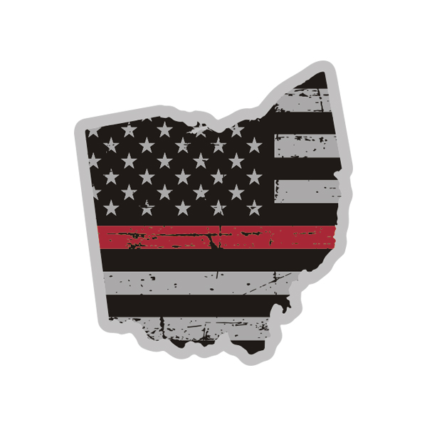 Ohio State Thin Red Line Decal OH Tattered American Flag Sticker Rotten Remains