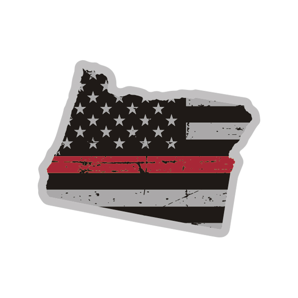 Oregon State Thin Red Line Decal OR Tattered American Flag Sticker Rotten Remains
