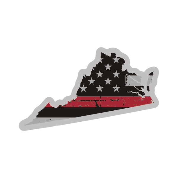 Virginia State Thin Red Line Decal VA Tattered American Flag Sticker Rotten Remains