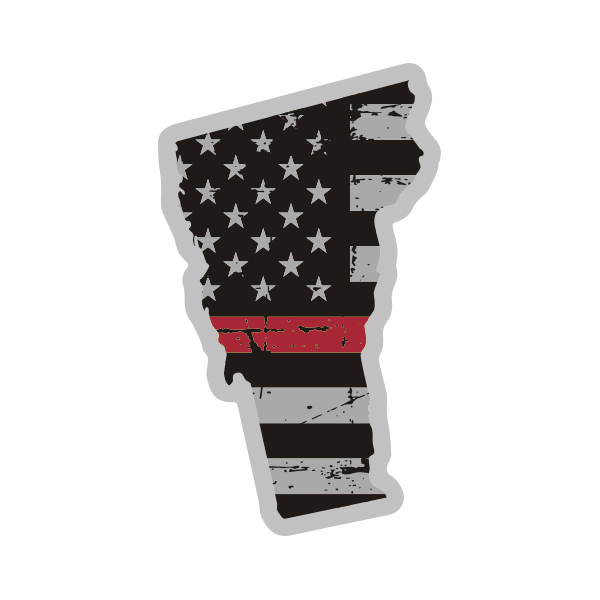Vermont State Thin Red Line Decal VT Tattered American Flag Sticker Rotten Remains
