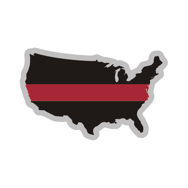 USA Map Thin Red Line Decal US Firefighter Fire Rescue Sticker Rotten Remains