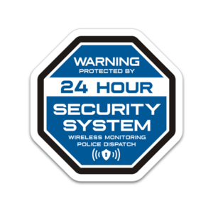 24 Hour Home Security System Anti-Theft Burglar Alarm Sticker Decal V2 (BLUE) Rotten Remains