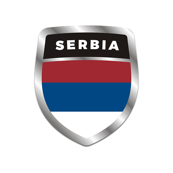 Serbia Flag Shield Badge Sticker Decal Rotten Remains
